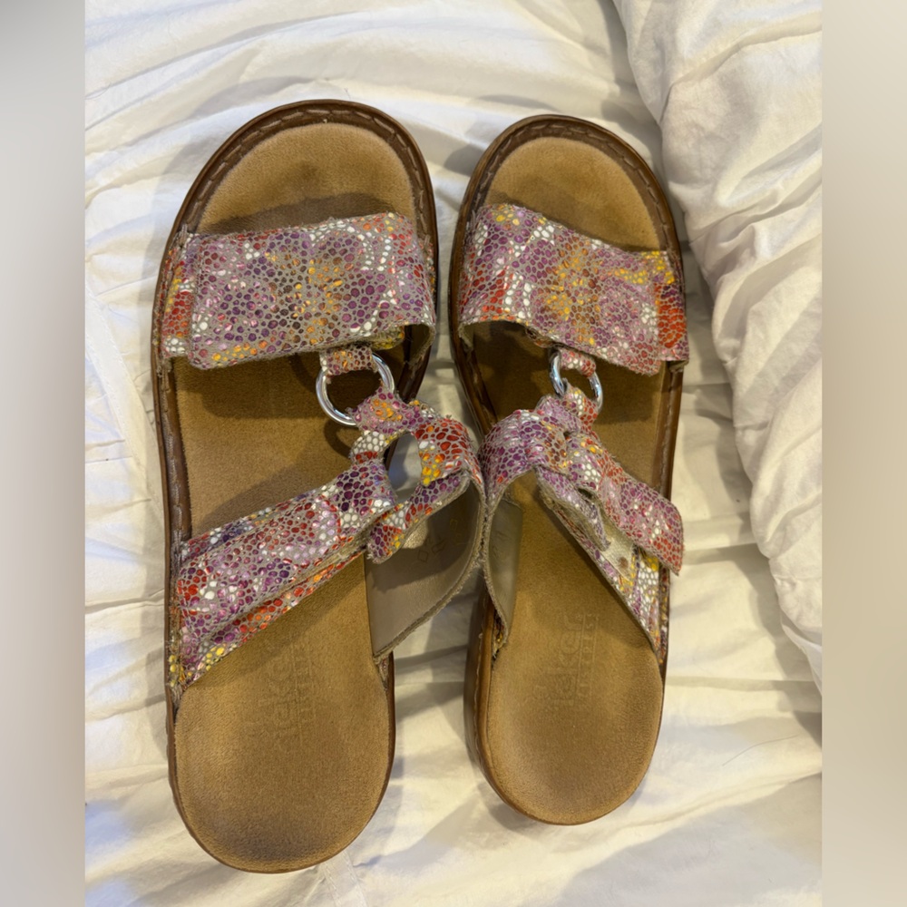 Rieker Multicolour Leather Comfort Sandals Women’s 7 EU 38 Floral Slides